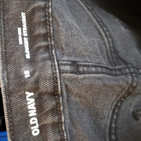 Old Navy High-Waisted Button-Fly Slouchy Straight Black-Wash Jeans Black Size 16 - Picture 2 of 9